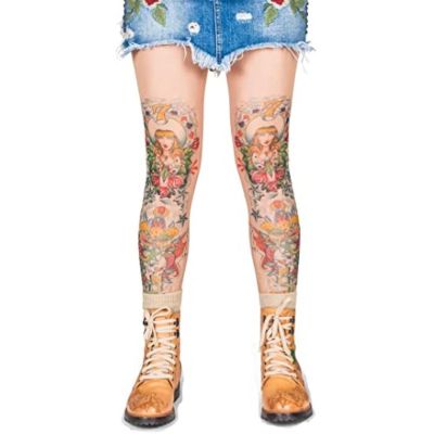 Wild Rose Ladies Cowgirl Lucky 7 Tattoo Mesh Leggings